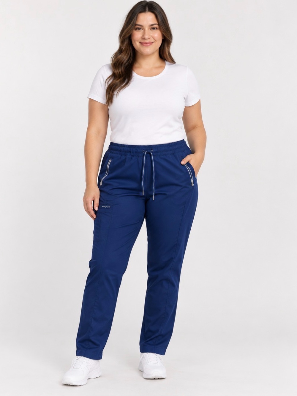 Healing hands Navy Drawstring Plus-Size Track Pants with Zip Pockets